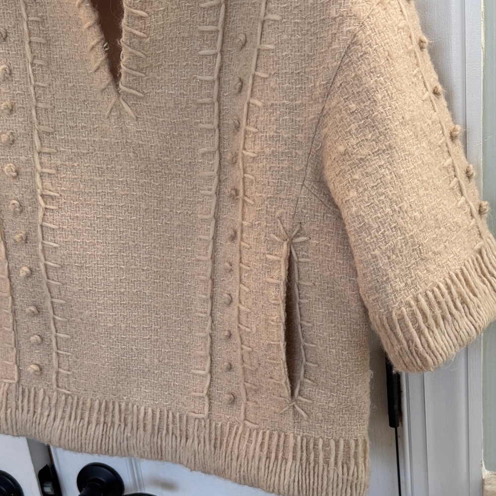 Tory Burch Cream Mock Neck Elbow Sleeve Sweater - Picture 5 of 5